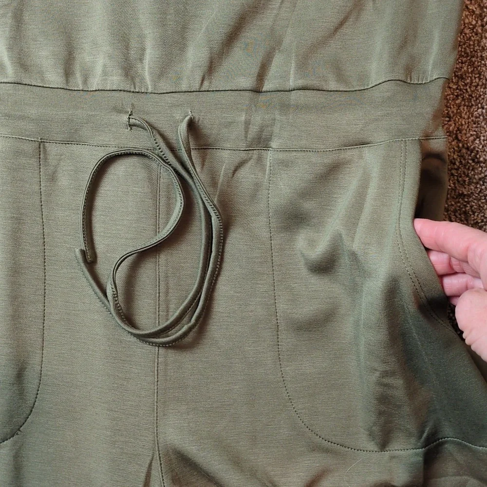 Davi & Dani Solid Knit Jumpsuit In Olive Green Women's Size Large NWT